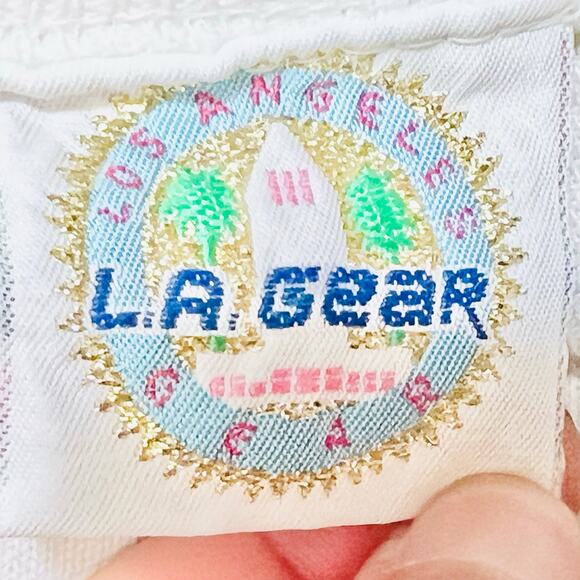 Vintage LA Gear City Logo Sweater Pullover Medium White 80s Crewneck Sweatshirt - Picture 5 of 7